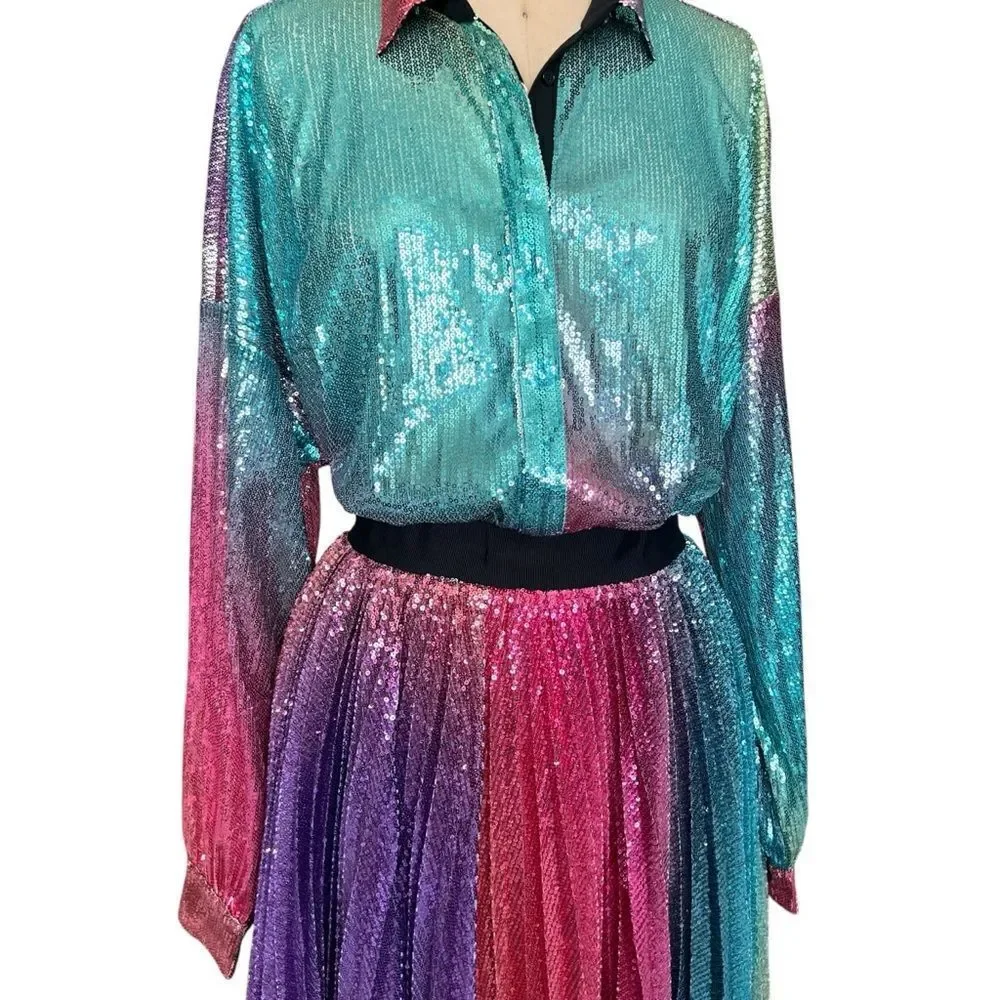 Marco Bologna Multicolored Sequin Dress Size M